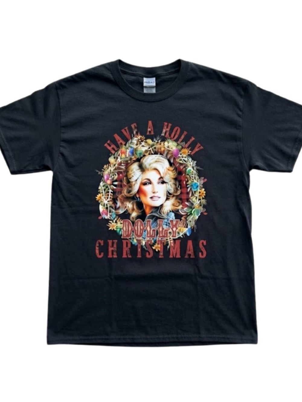 Vintage Black Have a Holly Dolly Parton Christmas Graphic Tee